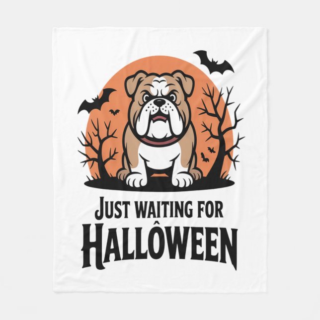 Couverture Polaire En attente du chien d'Halloween (Devant)