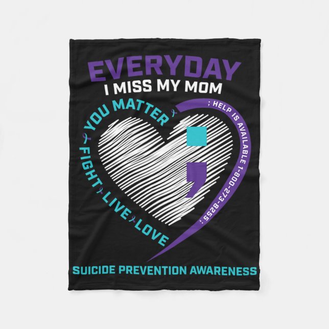 Couverture Polaire En Mémoire Amoureuse Maman Suicide Prévention (Devant)