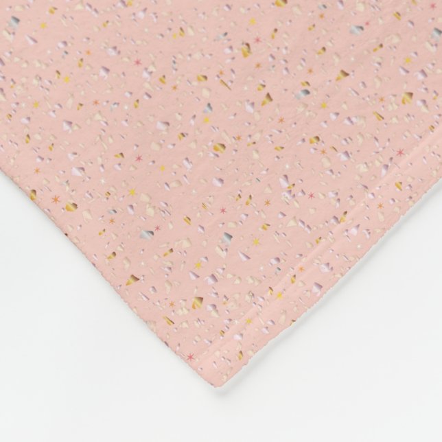 Couverture polaire en tissu de confetti rose doux (Coin)