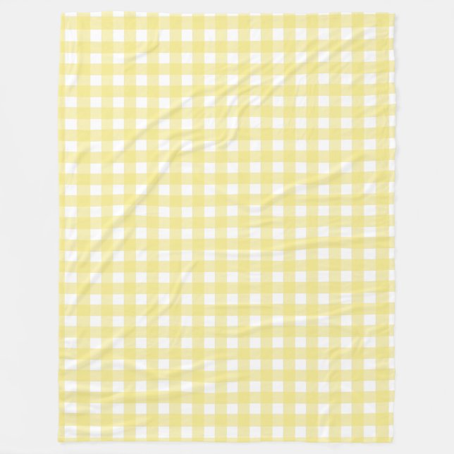 Couverture Polaire En vichy jaune pâle et blanc (Devant)