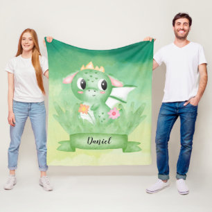 Couverture polaire en watercolor de bébé dragon mi
