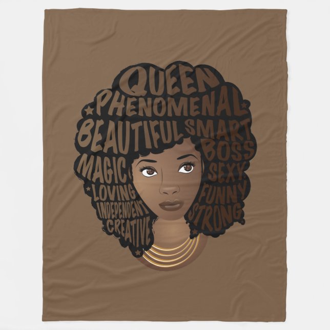 Couverture Polaire Encourager les femmes noires, cheveux naturels, Br (Devant)