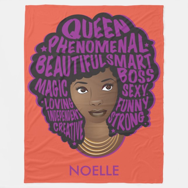 Couverture Polaire Encourager les femmes noires, violettes et orange (Devant)