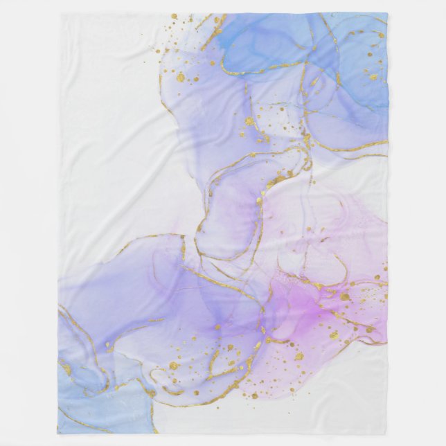 Couverture Polaire Encre d'alcool rose, pourpre et bleu (Devant)