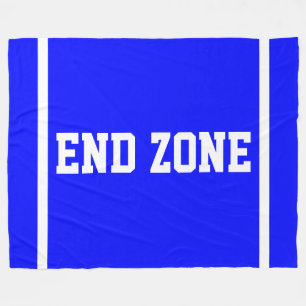 Couverture Polaire END ZONE Texte Sportif avec Rayures sur Fond Bleu