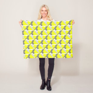 Couverture Polaire Énergie d'art abstrait jaune gris