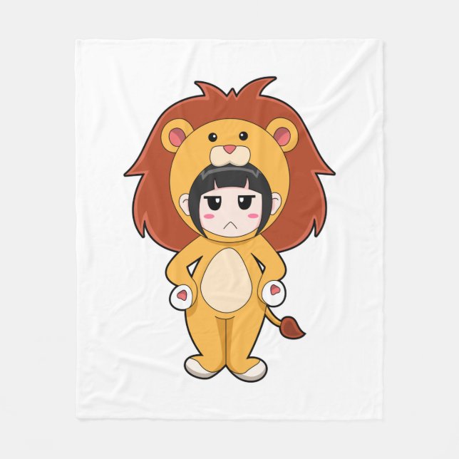 Couverture Polaire Enfant avec costume de lion (Devant)