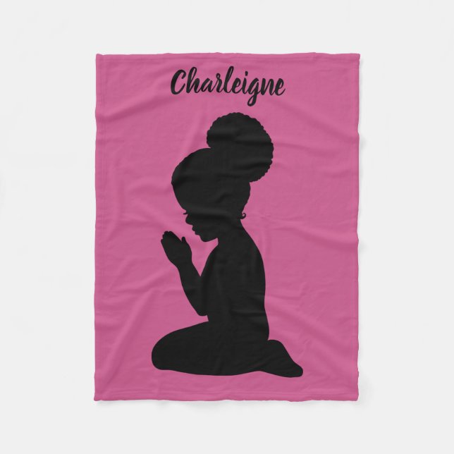 Couverture Polaire Enfant priant | Petite fille Afro Puff | Personnal (Devant)