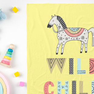 Couverture Polaire Enfant sauvage Cheval Scandinave Baby Jaune