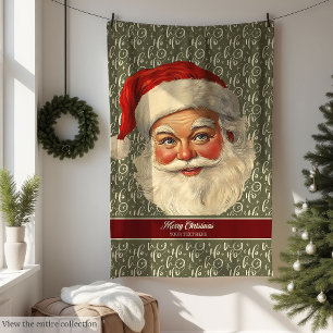 Couverture Polaire Enfant Vintage Père Noël Fleece Cadeau de Noël