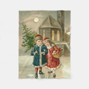 Couverture Polaire Enfants Arbre de Noël Église Neige de l'étang gelé