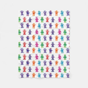 Couverture Polaire Enfants confortables de robots fous colorés
