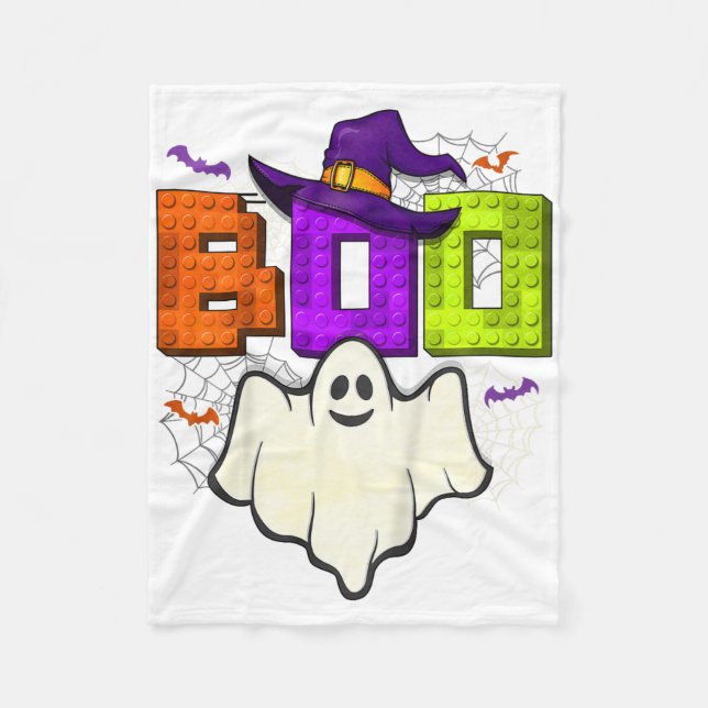 Couverture Polaire Enfants Construire des briques Boo Halloween Ghost (Devant)