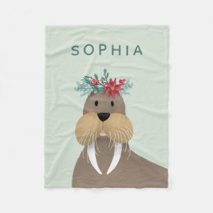 Couverture Polaire Enfants Cute Walrus Noël d'hiver
