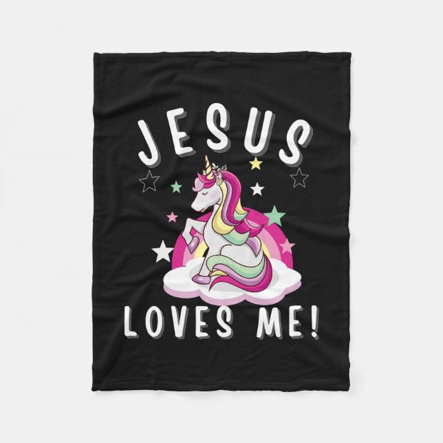 Couverture Polaire Enfants Jésus M'aime Christian Girls Unicorn (Devant)