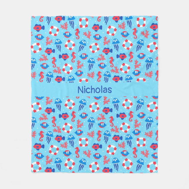 Couverture Polaire Enfants Ocean Elements Motif personnalisé (Devant)
