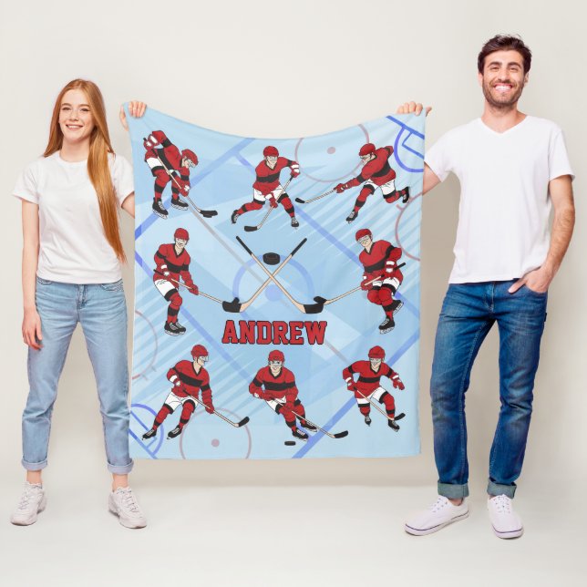 Couverture Polaire Enfants personnalisés Joueur de hockey sur glace (En situation)