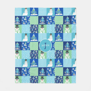 Couverture Polaire Enfants Pieuvre Sports d'hiver Patchwork Personnal