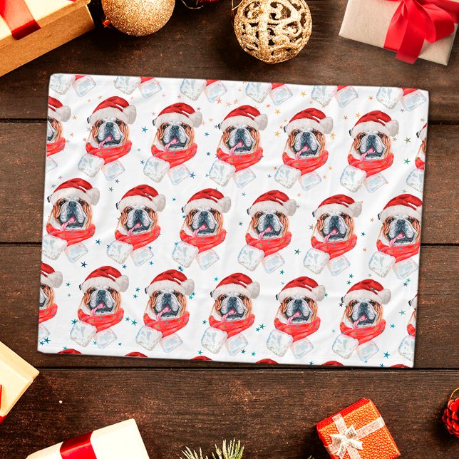 Couverture Polaire English Bulldog Dog Breed Christmas (Créateur téléchargé)