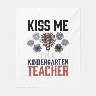 Couverture Polaire Enseignant de maternelle Feu d'artifice Vintage Sh