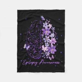 Couverture Polaire Epilepsy Awareness Purple Brain Flower Support Squ