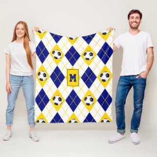 Couverture Polaire équipe de football en or bleu couleurs Jacquard mo