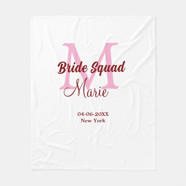 Couverture Polaire Equipe de mariée ajouter nom monogramme demoiselle (Devant)