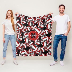 Couverture Polaire équipe de volley-ball des filles noires rouge coul