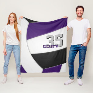 Couverture Polaire équipe de volley-ball noir violet couleurs salle d