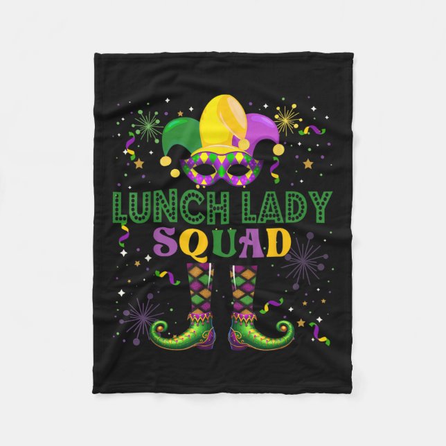 Couverture Polaire Équipe Déjeuner Lady Squad Mardi Gras Fier Masqué (Devant)