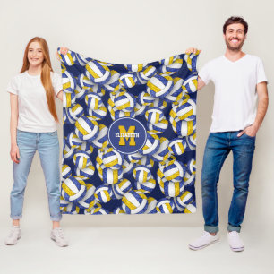 Couverture Polaire équipe d'or bleu couleurs filles salle de volley-b