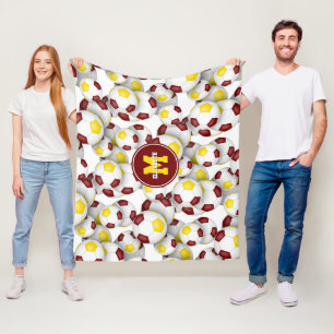 Couverture Polaire équipe d'or maroon couleurs soccer balls motif