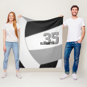 Couverture Polaire équipe noire gris couleurs volley-ball