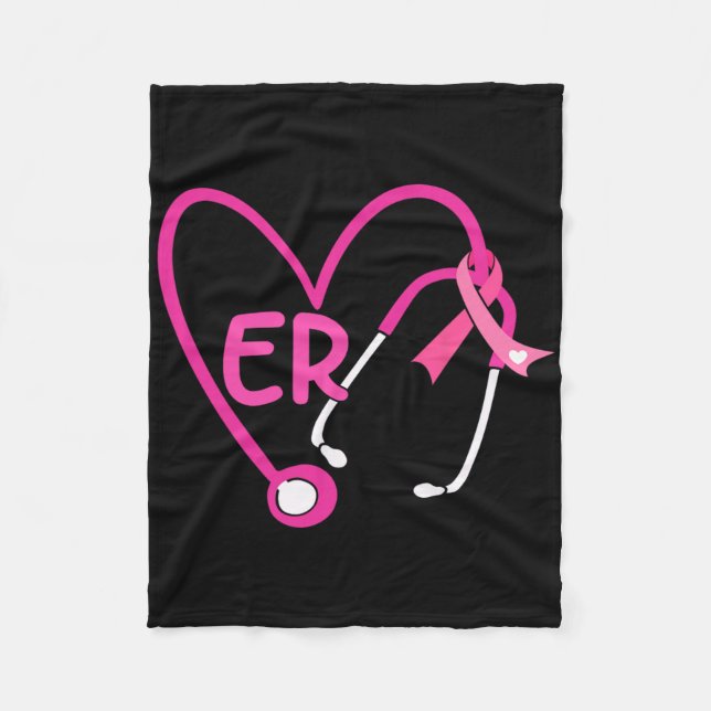 Couverture Polaire Er Coeur Stethoscope Pink Ribbon Cancer du sein Er (Devant)
