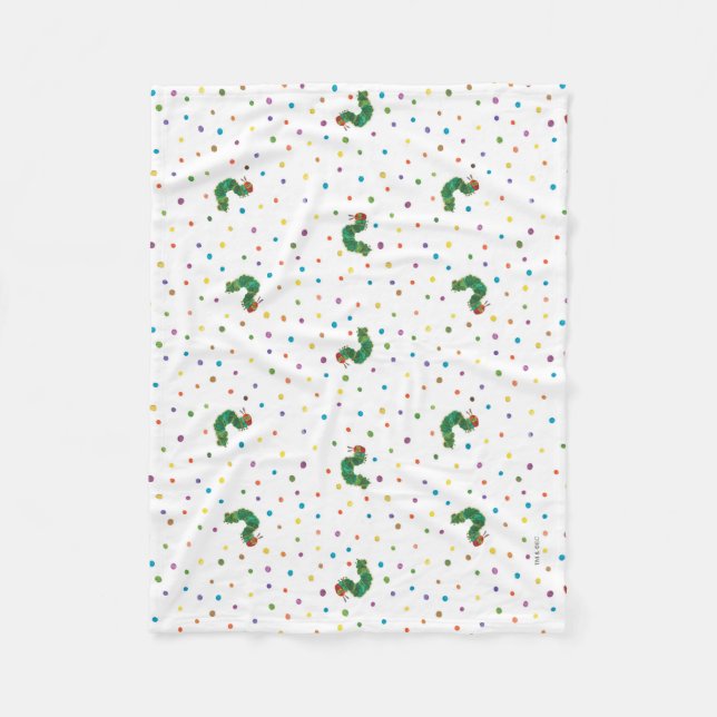 Couverture Polaire Eric Carle | Motif de chenille et de points (Devant)