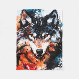 Couverture Polaire Esprit Loup Sauvage Abstrait