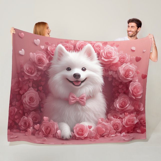 Couverture Polaire Esquimau américain avec Rose - Saint Valentin (En situation)
