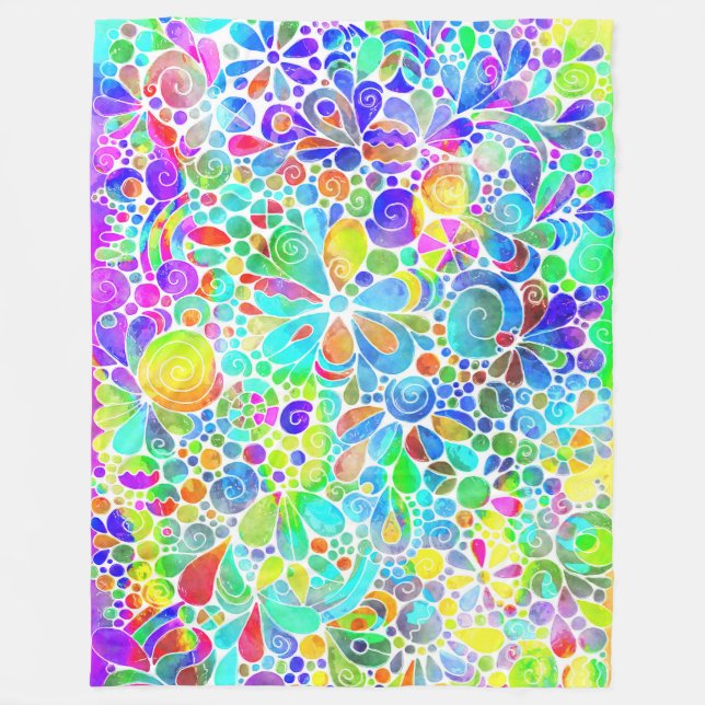 Couverture Polaire Esquisse Imaginaire Art - Fleurs Abstraites 2 (Devant)