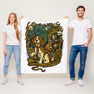 Couverture Polaire Esthétique de chien squelette effrayant horreur