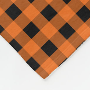 Couverture Polaire Et noir motif vérifié par guingan orange