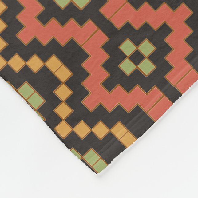 Couverture Polaire Ethnique Rouge Noir Vert Tribal Égyptien (Coin)