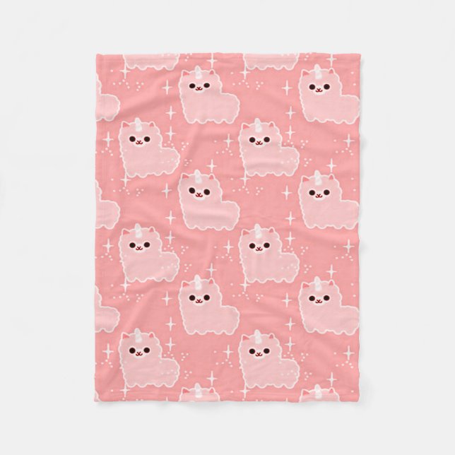 Couverture Polaire Étincelles pelucheuses roses de licorne d'oeillet (Devant)