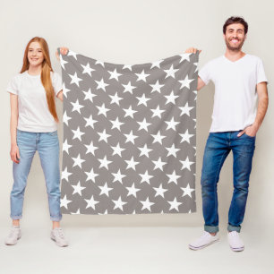 Couverture Polaire Etoile blanche Chic Beige Brown Étoiles Design Mod