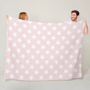 Couverture Polaire Etoiles blanches Rose clair Design Motif moderne
