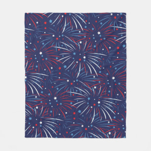 Couverture Polaire Étoiles bleues blanches rouges de feux d'artifice
