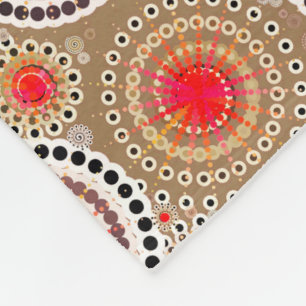 Couverture Polaire Étoiles et moulinets, taupe, rouge, blanc
