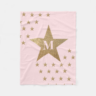 Couverture Polaire Étoiles modernes monogrammes rose et or