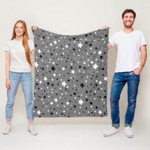 Couverture Polaire Étoiles noires et blanches sur gris