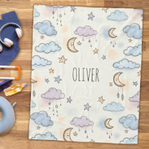 Étoiles rêveuses, lunes et nuages ​​duveteux 