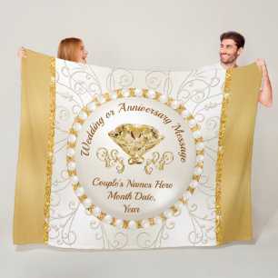 Couverture Polaire Étonnant, Jeu de Mariage personnalisé, Or, Ivoire
